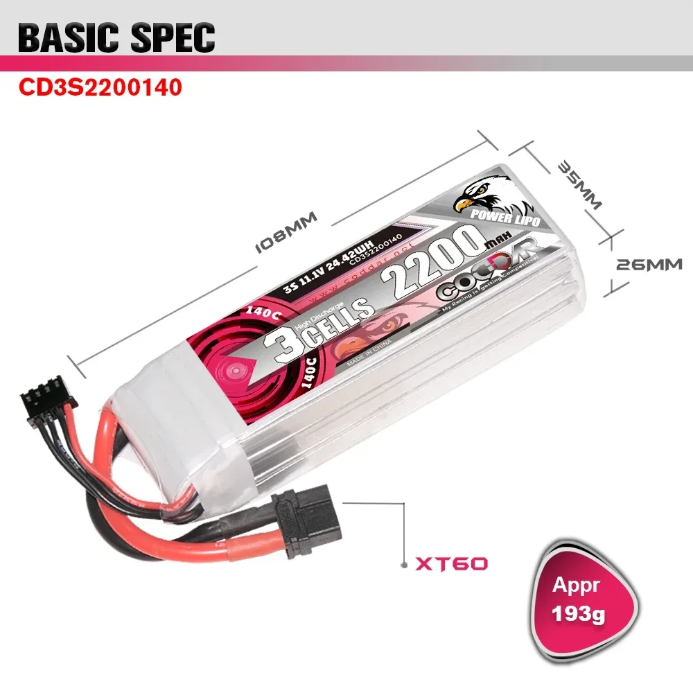 2200mAh 3S 11.1V Li-po Ba-tter - Rc Helicopter Case recension och pris