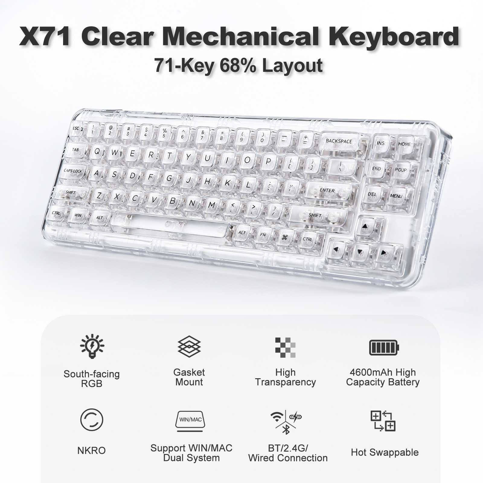 YUNZII X71 White 68% Layout Wi - Holy Stone Drone Hs175 recension och pris